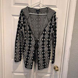 Wrangler Retro Women’s Aztec Southwestern Rodeo Black White Cardigan Size Medium